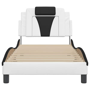 vidaXL Bed Frame "Viana" Without Mattress White and Black 90x200 cm Faux Leather