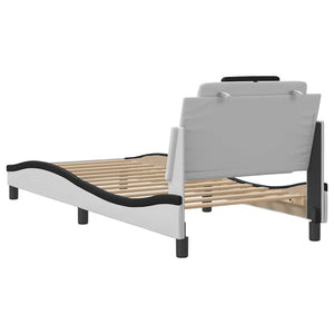 vidaXL Bed Frame "Viana" Without Mattress White and Black 90x200 cm Faux Leather