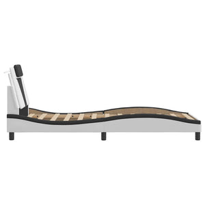 vidaXL Bed Frame "Viana" Without Mattress White and Black 90x200 cm Faux Leather