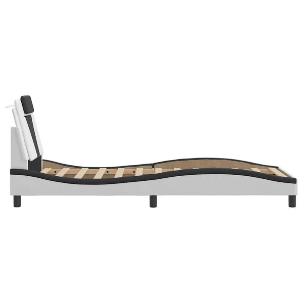 vidaXL Bed Frame "Viana" Without Mattress White and Black 90x200 cm Faux Leather