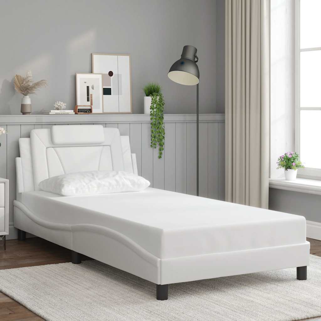 vidaXL Bed Frame "Viana" Without Mattress White 100x200 cm Faux Leather