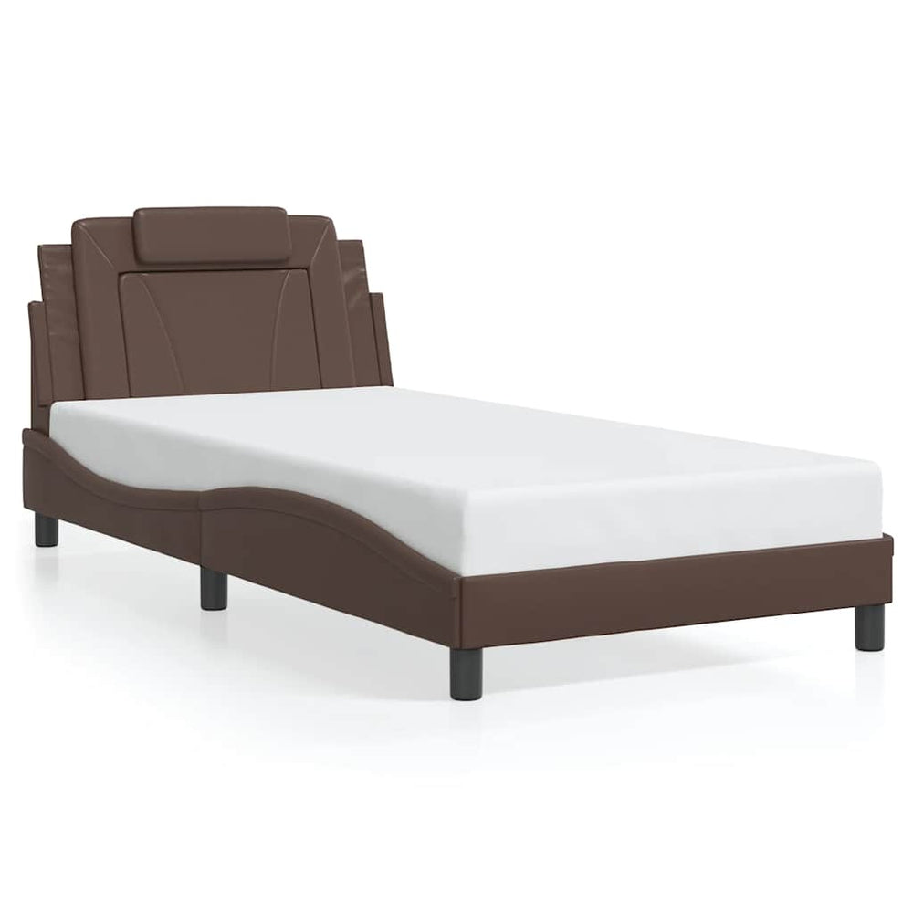 vidaXL "Viana" Bed Frame without Mattress Brown 100x200 cm Faux Leather