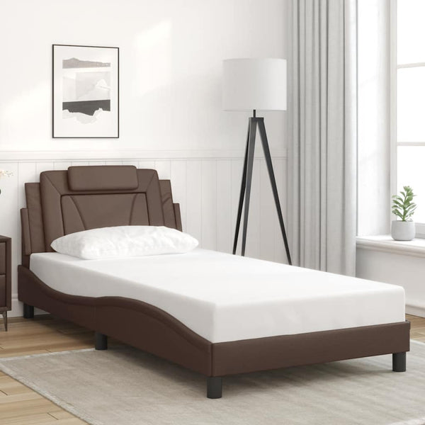 vidaXL "Viana" Bed Frame without Mattress Brown 100x200 cm Faux Leather