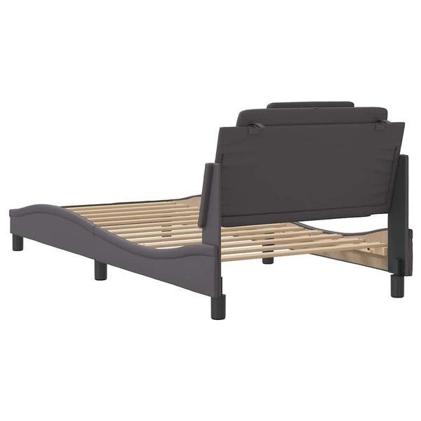 vidaXL "Viana" Bed Frame without Mattress Grey 100x200 cm Faux Leather