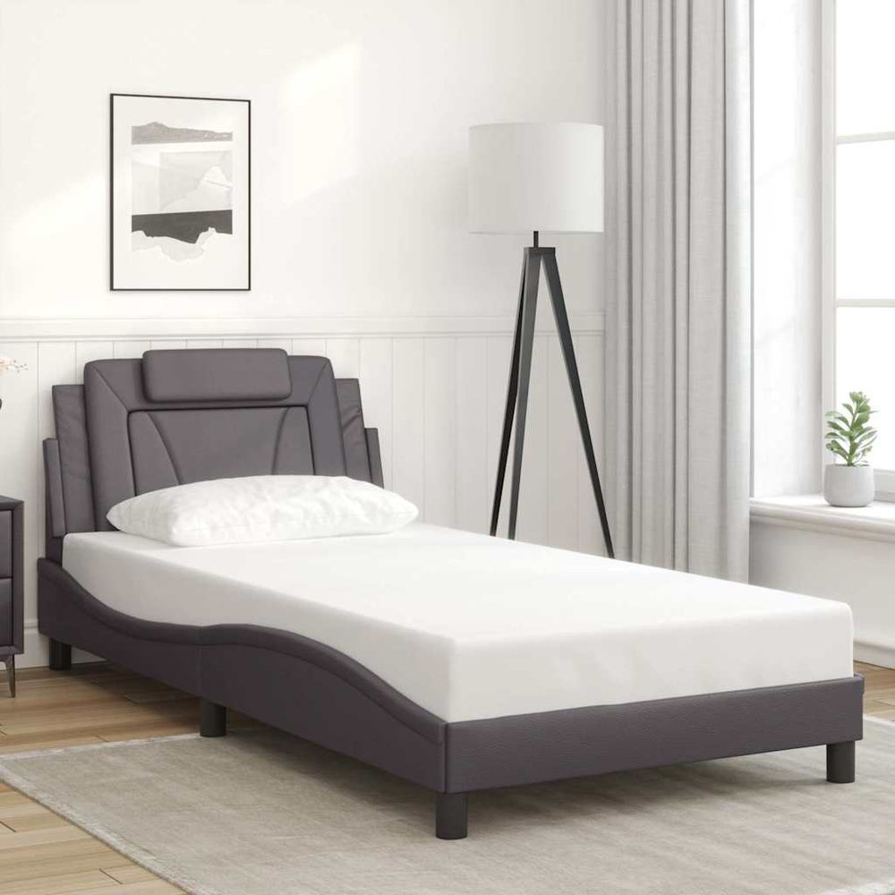 vidaXL "Viana" Bed Frame without Mattress Grey 100x200 cm Faux Leather