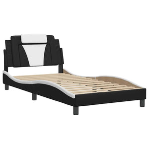 vidaXL Bed Frame "Viana" without Mattress Black and White 100x200 cm Faux Leather
