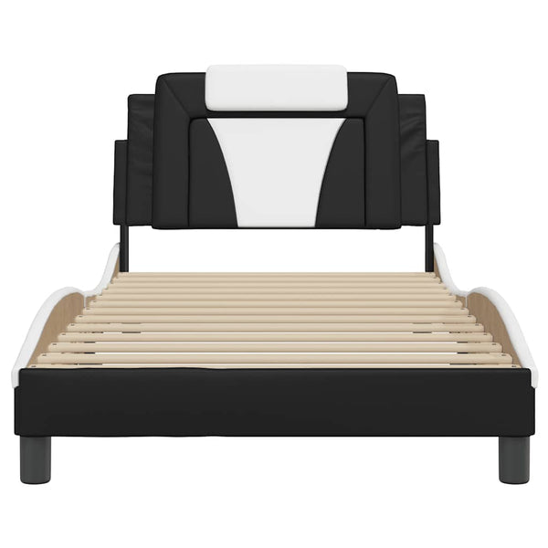 vidaXL Bed Frame "Viana" without Mattress Black and White 100x200 cm Faux Leather