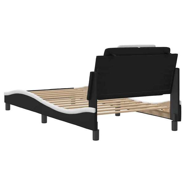 vidaXL Bed Frame "Viana" without Mattress Black and White 100x200 cm Faux Leather