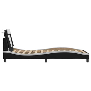 vidaXL Bed Frame "Viana" without Mattress Black and White 100x200 cm Faux Leather