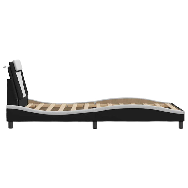 vidaXL Bed Frame "Viana" without Mattress Black and White 100x200 cm Faux Leather