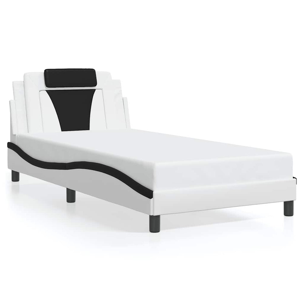 vidaXL "Viana" Bed Frame without Mattress White and Black 100x200 cm Faux Leather