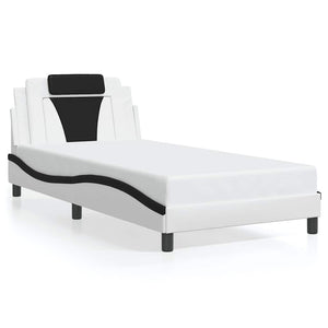 vidaXL "Viana" Bed Frame without Mattress White and Black 100x200 cm Faux Leather