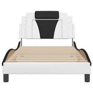 vidaXL "Viana" Bed Frame without Mattress White and Black 100x200 cm Faux Leather