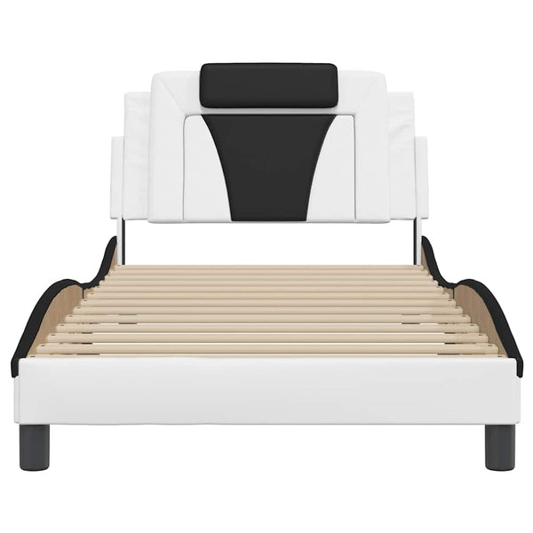 vidaXL "Viana" Bed Frame without Mattress White and Black 100x200 cm Faux Leather