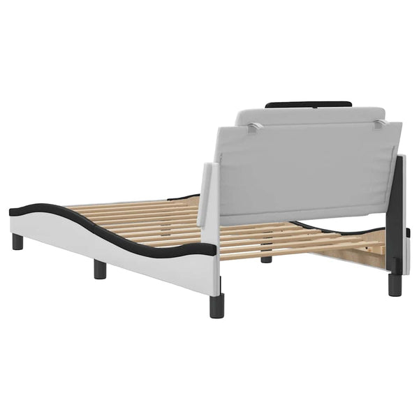 vidaXL "Viana" Bed Frame without Mattress White and Black 100x200 cm Faux Leather