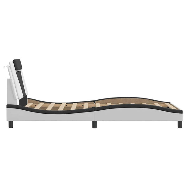 vidaXL "Viana" Bed Frame without Mattress White and Black 100x200 cm Faux Leather