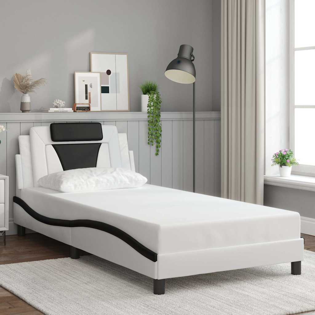 vidaXL "Viana" Bed Frame without Mattress White and Black 100x200 cm Faux Leather