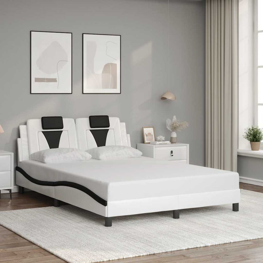 vidaXL Bed Frame "Viana" Without Mattress White and Black 120x200 cm Faux Leather