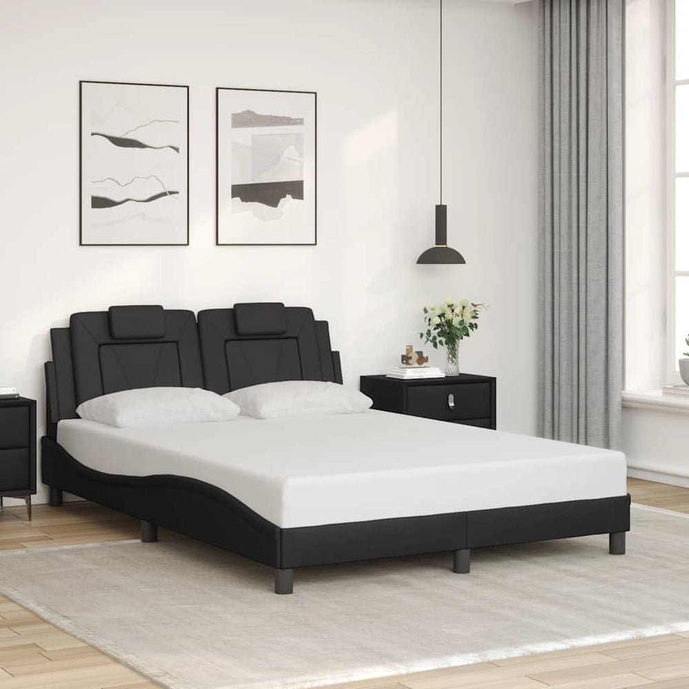 vidaXL "Viana" Bed Frame without Mattress Black 140x190 cm Faux Leather