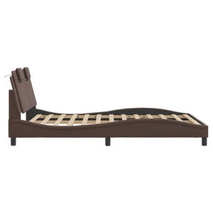 vidaXL "Viana" Bed Frame Without Mattress Brown 140x190 cm Faux Leather