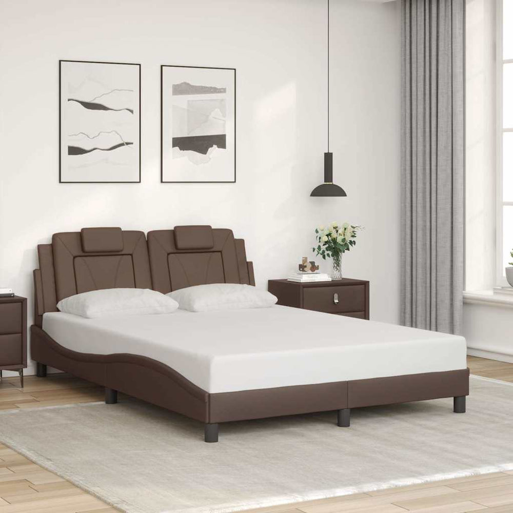 vidaXL "Viana" Bed Frame Without Mattress Brown 140x190 cm Faux Leather