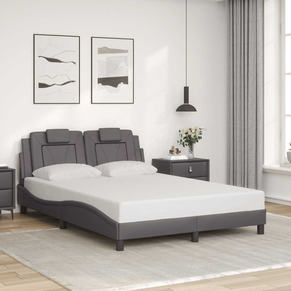vidaXL Bed Frame "Viana" without Mattress Grey 140x190 cm Faux Leather