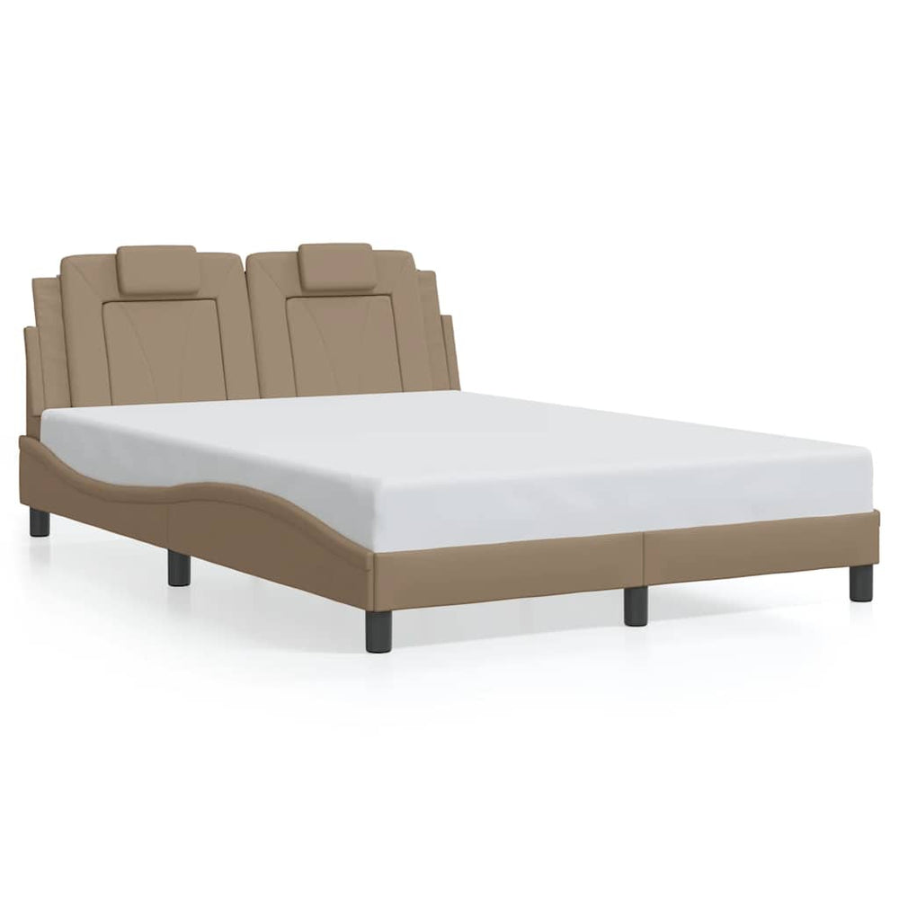 vidaXL Bed Frame "Viana" Without Mattress Cappuccino Brown 140x190 cm Faux Leather