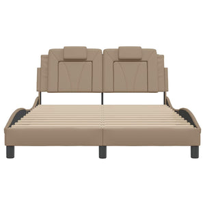 vidaXL Bed Frame "Viana" Without Mattress Cappuccino Brown 140x190 cm Faux Leather