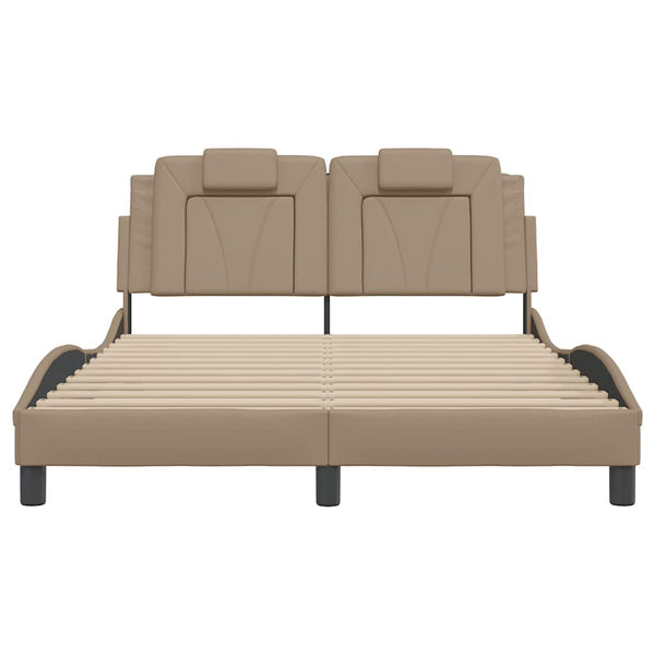 vidaXL Bed Frame "Viana" Without Mattress Cappuccino Brown 140x190 cm Faux Leather