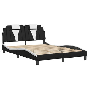 vidaXL Bed Frame "Viana" without Mattress Black and White 140x190 cm Faux Leather