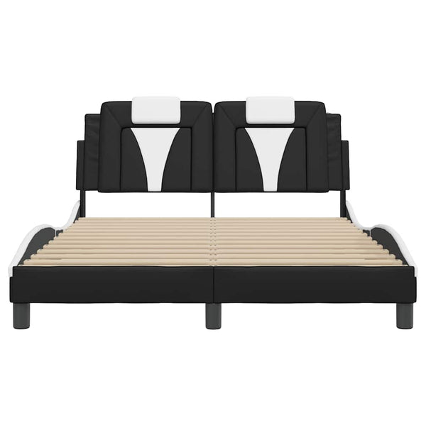 vidaXL Bed Frame "Viana" without Mattress Black and White 140x190 cm Faux Leather