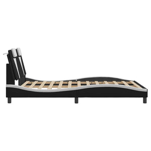 vidaXL Bed Frame "Viana" without Mattress Black and White 140x190 cm Faux Leather