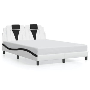 vidaXL "Viana" Bed Frame without Mattress White and Black 140x190 cm Faux Leather