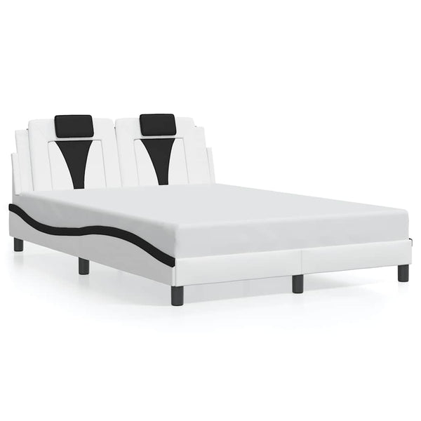 vidaXL "Viana" Bed Frame without Mattress White and Black 140x190 cm Faux Leather