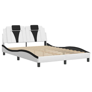 vidaXL "Viana" Bed Frame without Mattress White and Black 140x190 cm Faux Leather