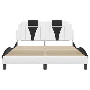 vidaXL "Viana" Bed Frame without Mattress White and Black 140x190 cm Faux Leather