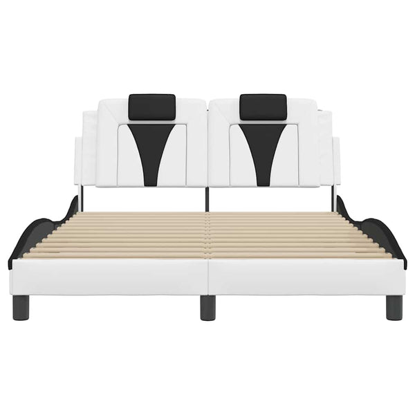 vidaXL "Viana" Bed Frame without Mattress White and Black 140x190 cm Faux Leather