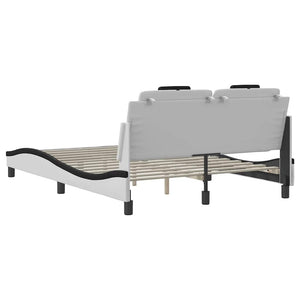 vidaXL "Viana" Bed Frame without Mattress White and Black 140x190 cm Faux Leather