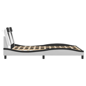 vidaXL "Viana" Bed Frame without Mattress White and Black 140x190 cm Faux Leather