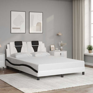 vidaXL "Viana" Bed Frame without Mattress White and Black 140x190 cm Faux Leather