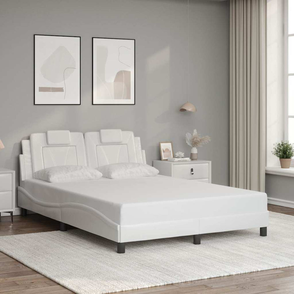vidaXL Bed Frame "Viana" Without Mattress White 140x200 cm Faux Leather