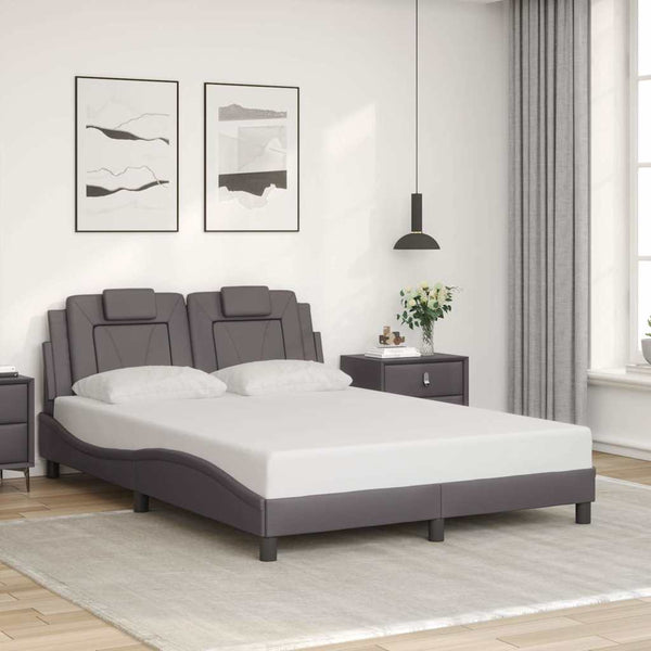 vidaXL "Viana" Bed Frame Without Mattress Grey 140x200 cm Faux Leather