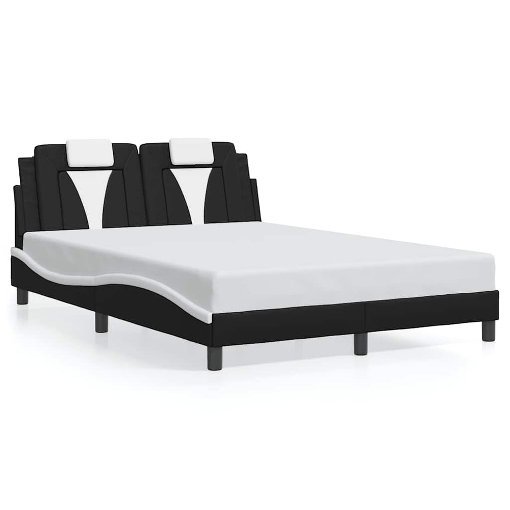 vidaXL Bed Frame "Viana" without Mattress Black and White 140x200 cm Faux Leather