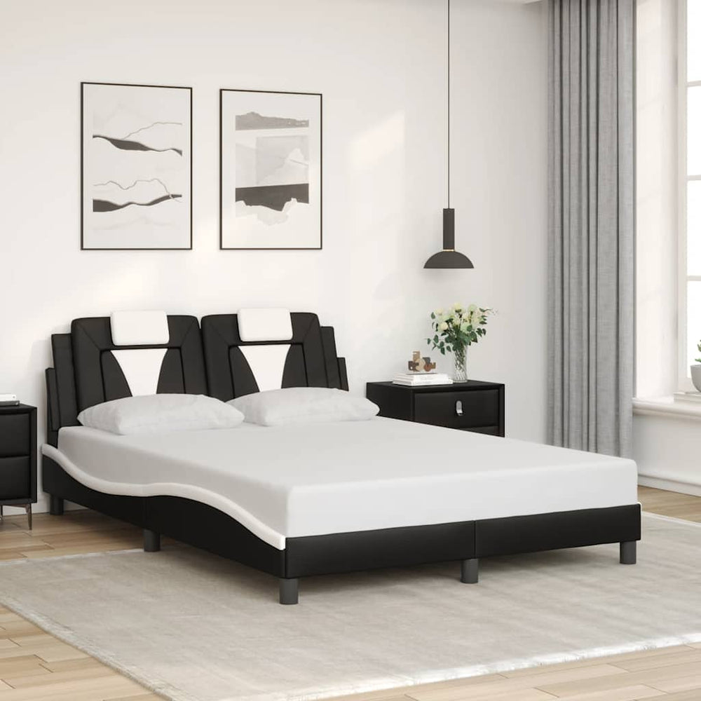 vidaXL Bed Frame "Viana" without Mattress Black and White 140x200 cm Faux Leather