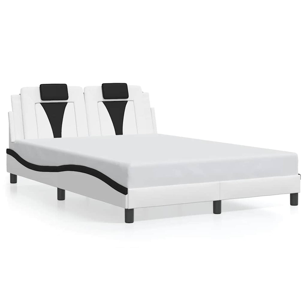 vidaXL Bed Frame "Viana" Without Mattress White and Black 140x200 cm Faux Leather