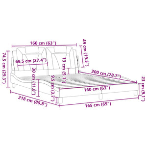 vidaXL Bed Frame "Viana" without Mattress Black 160x200 cm Faux Leather