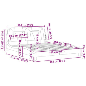 vidaXL Bed Frame "Viana" Without Mattress Brown 160x200 cm Faux Leather
