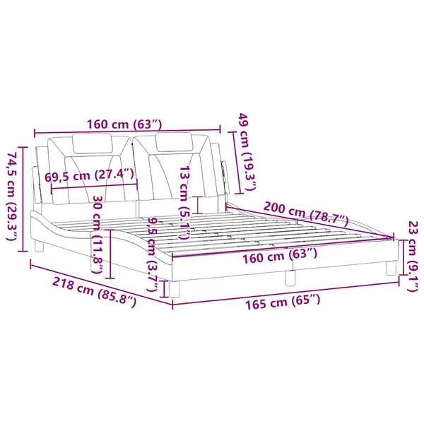 vidaXL Bed Frame "Viana" Without Mattress Brown 160x200 cm Faux Leather