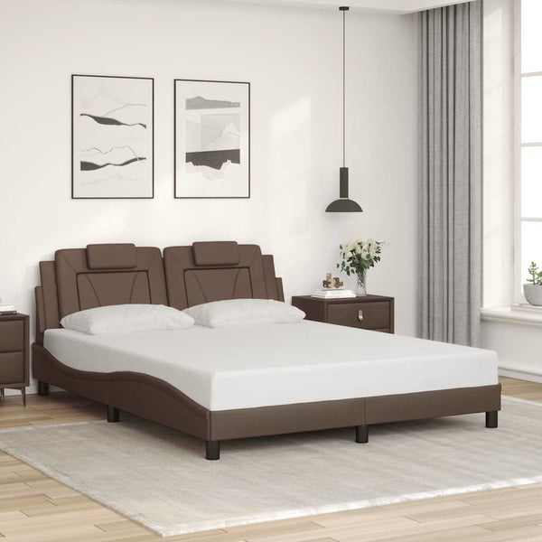 vidaXL Bed Frame "Viana" Without Mattress Brown 160x200 cm Faux Leather