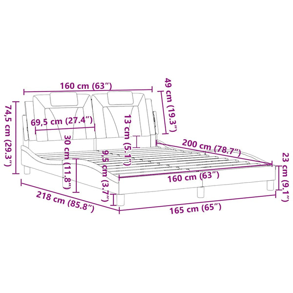 vidaXL Bed Frame "Viana" without Mattress Cappuccino Brown 160x200 cm Faux Leather